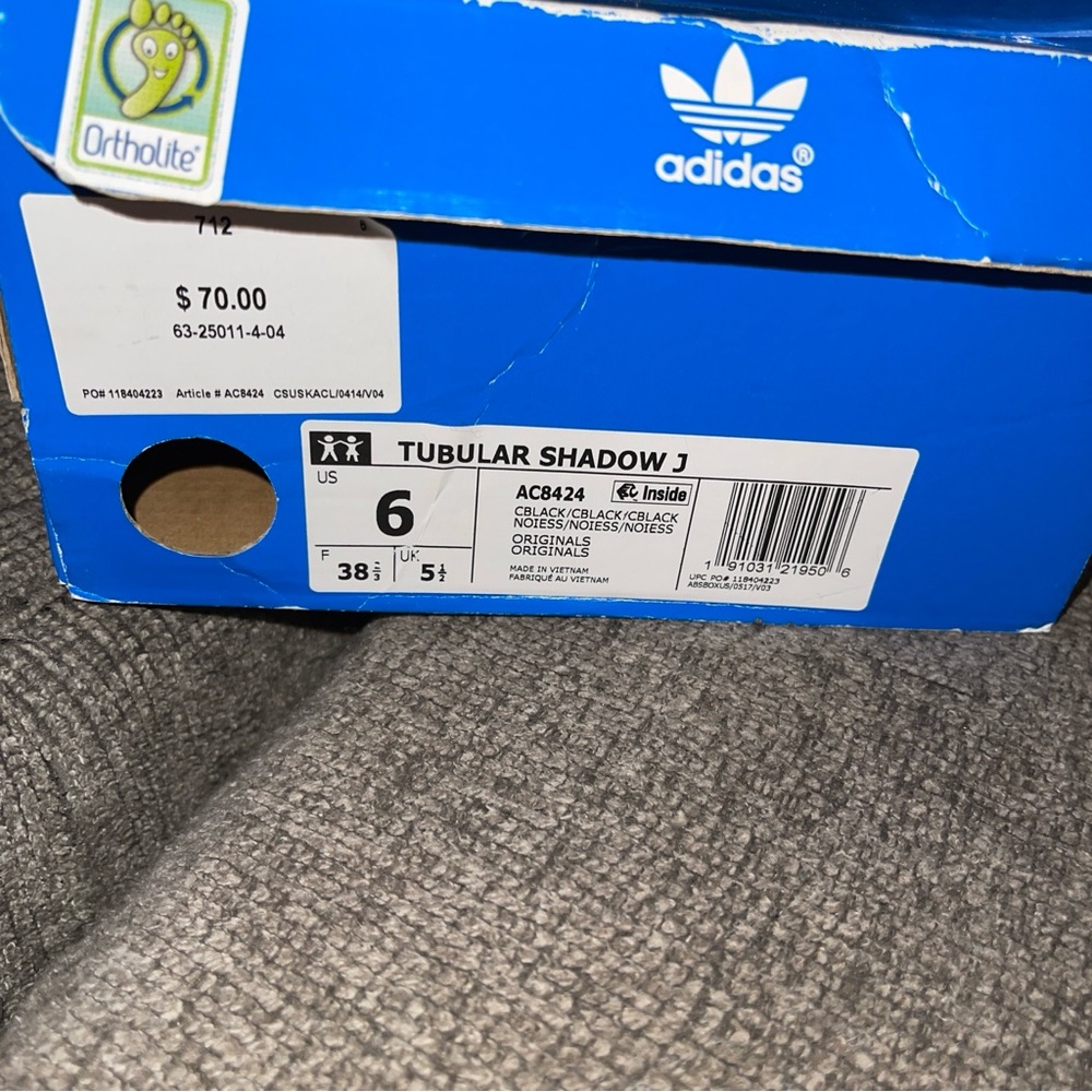 ADIDAS TUBULAR SHADOW KIDS 6 WOMEN 7.5 Black Gold Shoes - Picture 2 of 9
